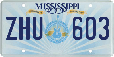 MS license plate ZHU603