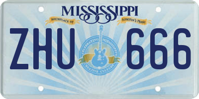 MS license plate ZHU666