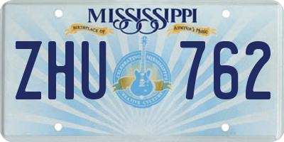 MS license plate ZHU762