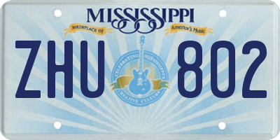 MS license plate ZHU802