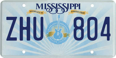 MS license plate ZHU804