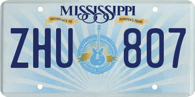 MS license plate ZHU807