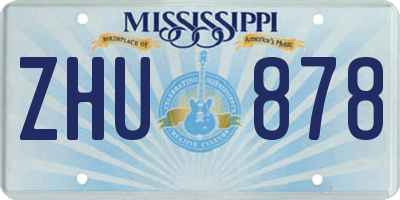 MS license plate ZHU878