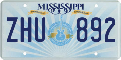 MS license plate ZHU892