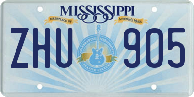 MS license plate ZHU905