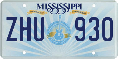 MS license plate ZHU930