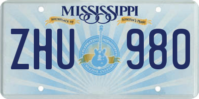 MS license plate ZHU980