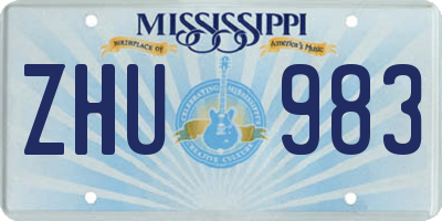 MS license plate ZHU983
