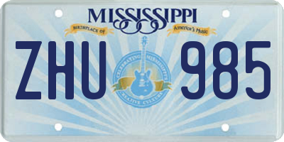 MS license plate ZHU985