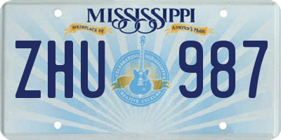 MS license plate ZHU987
