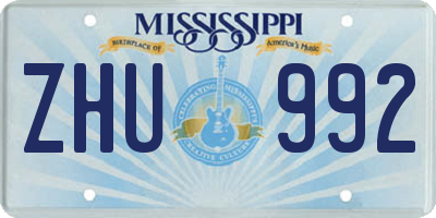 MS license plate ZHU992