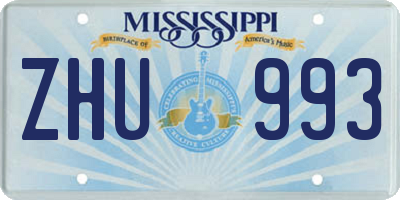 MS license plate ZHU993