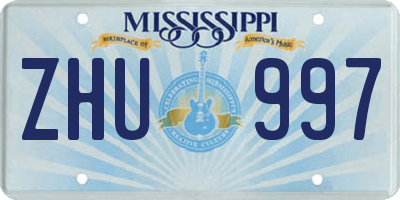 MS license plate ZHU997