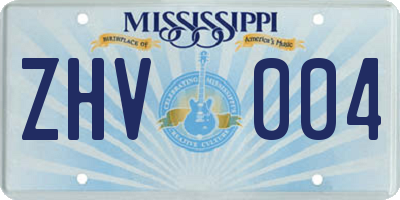 MS license plate ZHV004