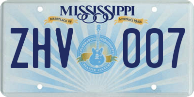 MS license plate ZHV007