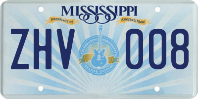 MS license plate ZHV008