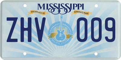 MS license plate ZHV009