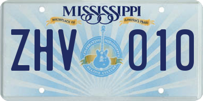 MS license plate ZHV010