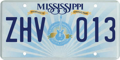 MS license plate ZHV013
