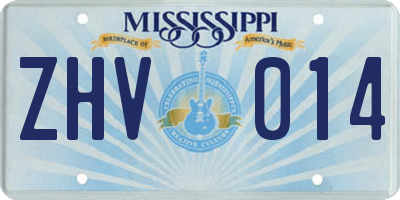MS license plate ZHV014