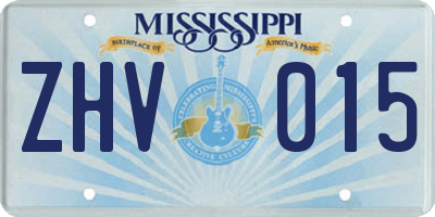 MS license plate ZHV015