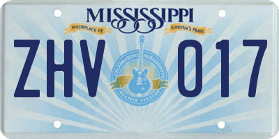 MS license plate ZHV017