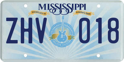 MS license plate ZHV018