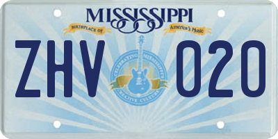 MS license plate ZHV020