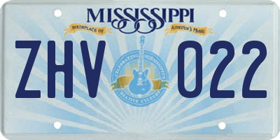MS license plate ZHV022