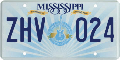MS license plate ZHV024