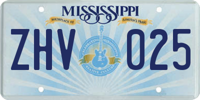 MS license plate ZHV025