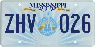 MS license plate ZHV026