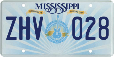 MS license plate ZHV028