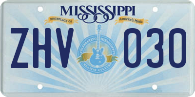 MS license plate ZHV030