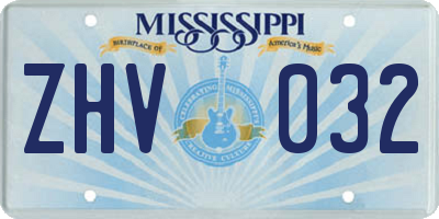 MS license plate ZHV032