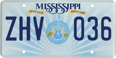MS license plate ZHV036