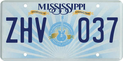 MS license plate ZHV037