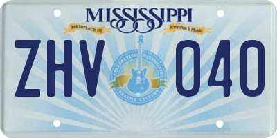 MS license plate ZHV040