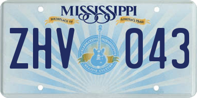 MS license plate ZHV043