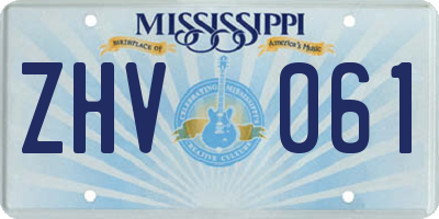 MS license plate ZHV061