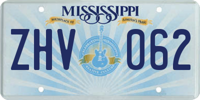 MS license plate ZHV062