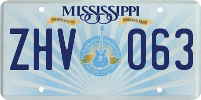 MS license plate ZHV063