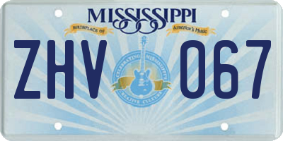 MS license plate ZHV067