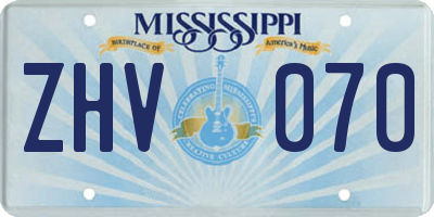 MS license plate ZHV070