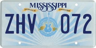 MS license plate ZHV072
