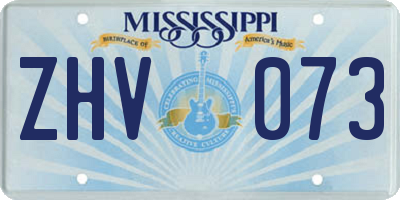 MS license plate ZHV073
