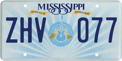 MS license plate ZHV077
