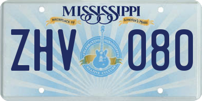 MS license plate ZHV080