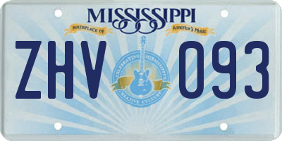MS license plate ZHV093