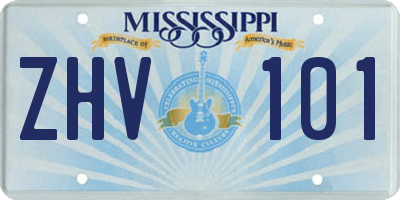 MS license plate ZHV101